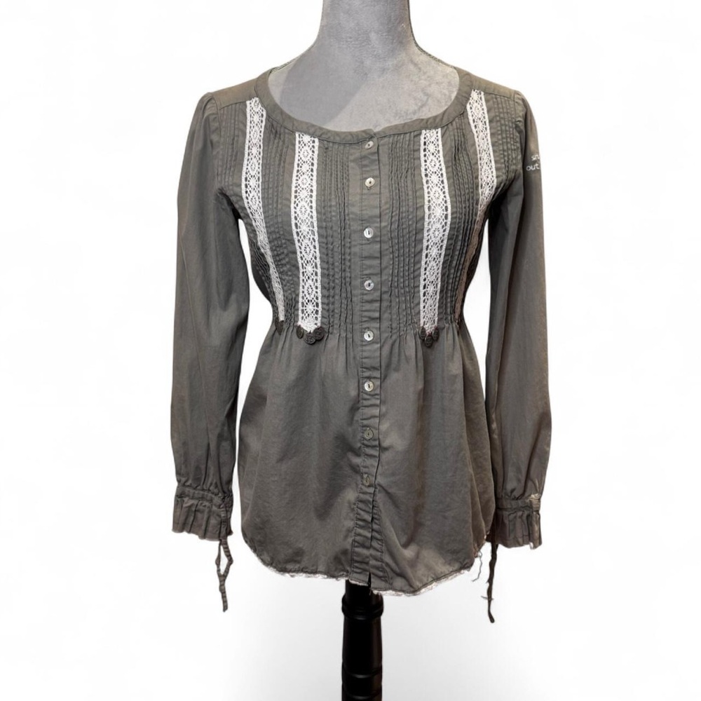 Odd Molly Lace Panel Blouse with Waist Tie – Size 1 (Small)